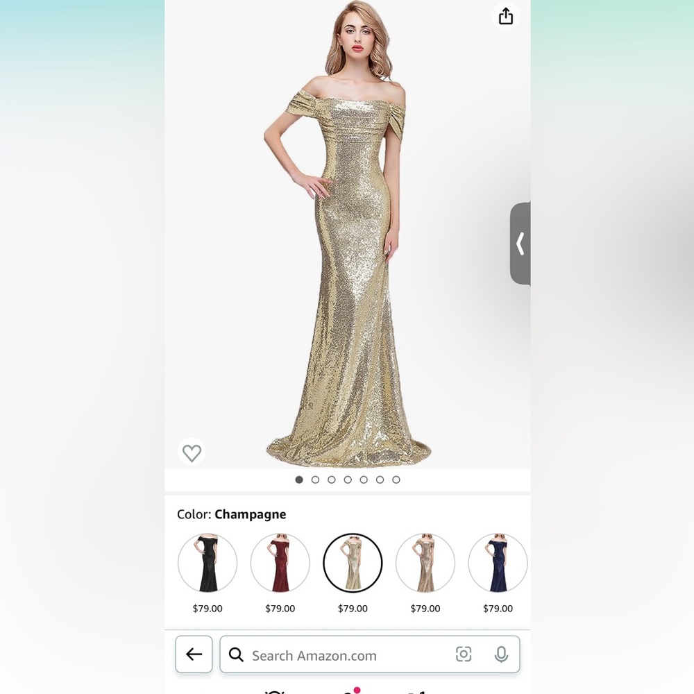 Honey Qiao Sequins Off shoulder champagne Dress